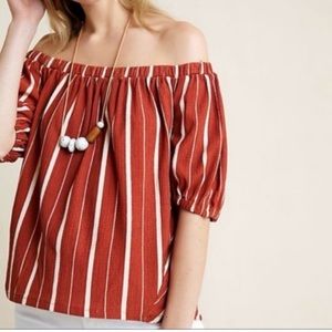Anthropologie Elodie Striped Off the Shoulder Blouse